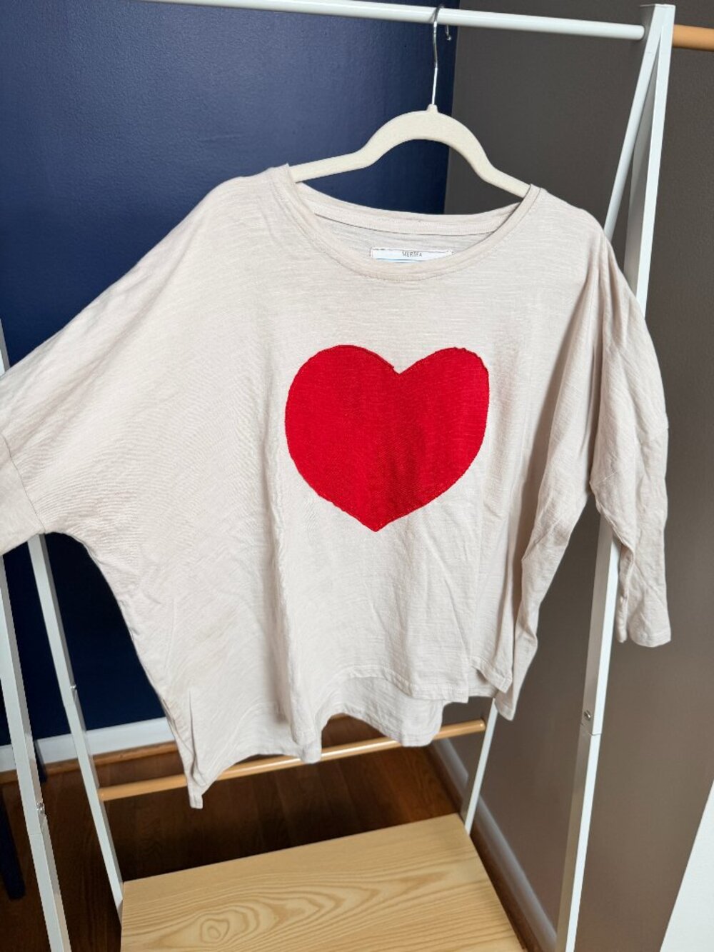 Mersea Batwing 3/4 sleeve heart shirt